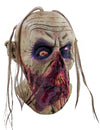Masque zombie sanglant pour adulte beige et rouge avec cheveux longs