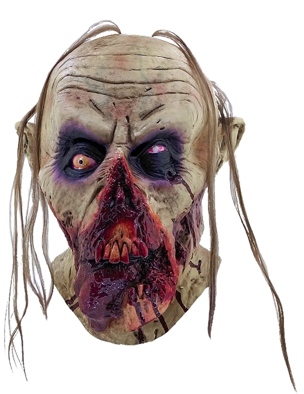 Detail na rozkládající se tvář krvavé zombie masky
