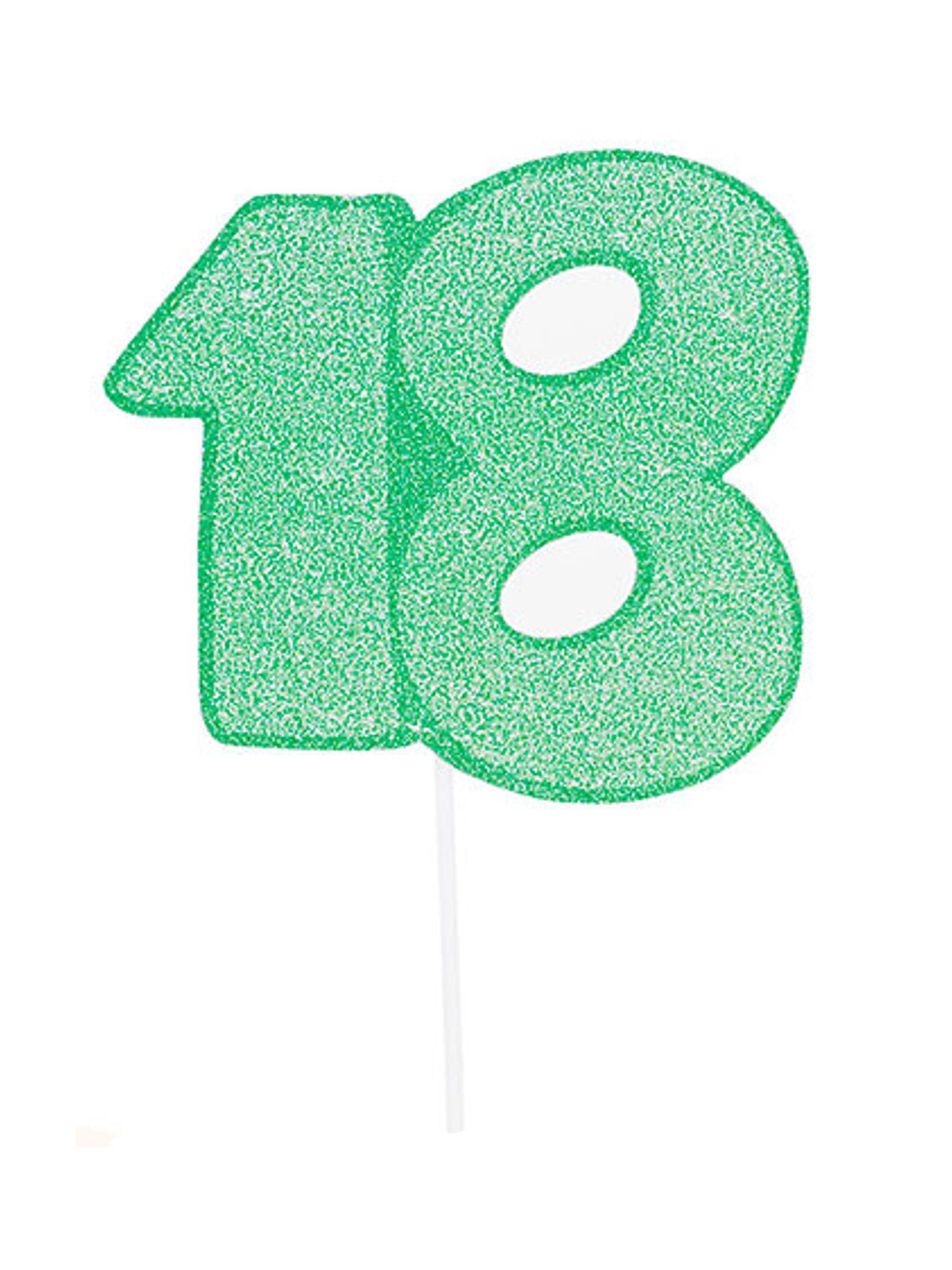 Maxi kartonový trsátko číslo 18 třpytivá zelená 31 cm na dort
