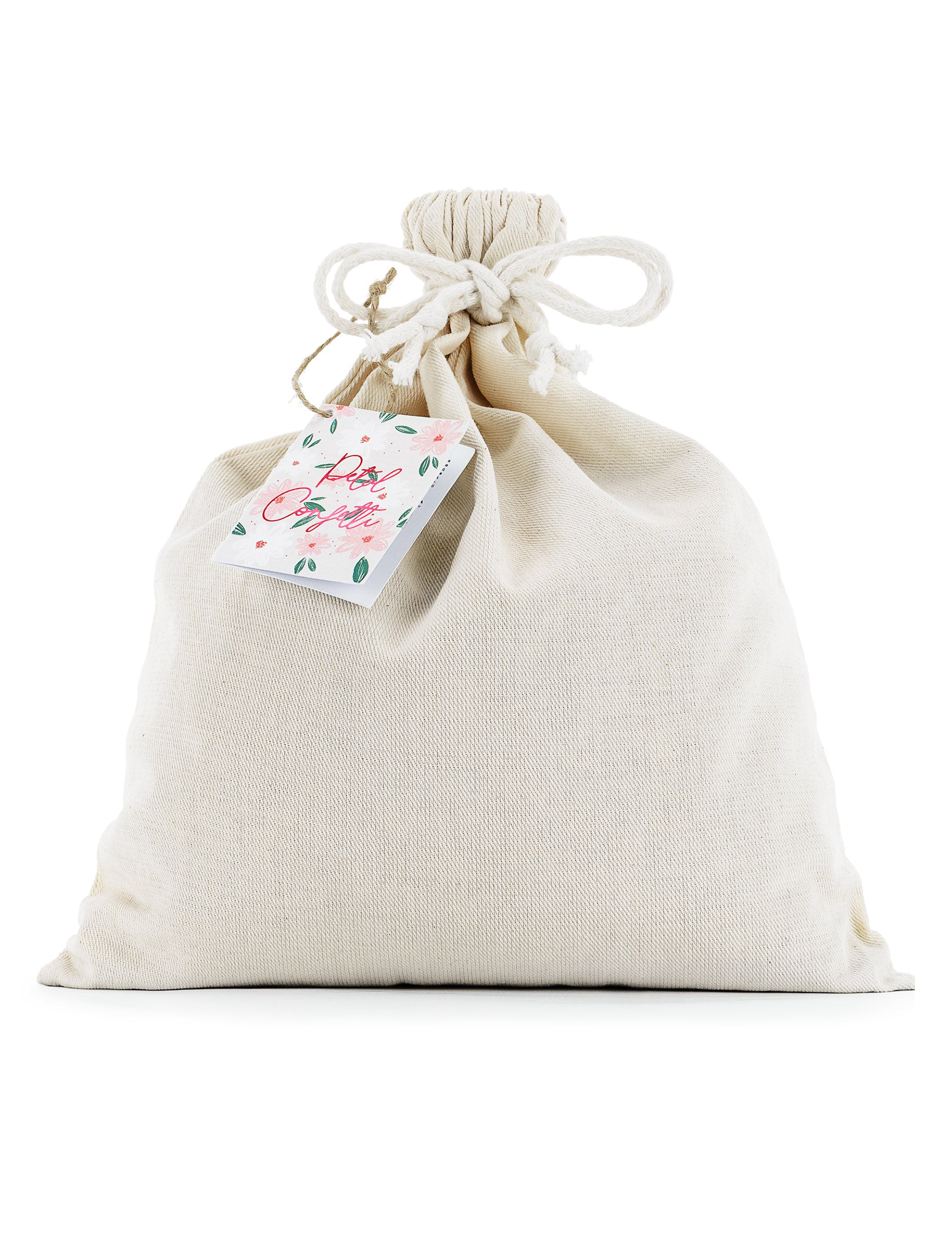 Sac de transport en coton des confettis de fleurs naturelles séchées pour fête rose et orangé