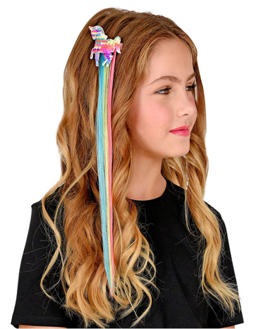 Vícebarevný flitrovaný jednorožčí pramen vlasů