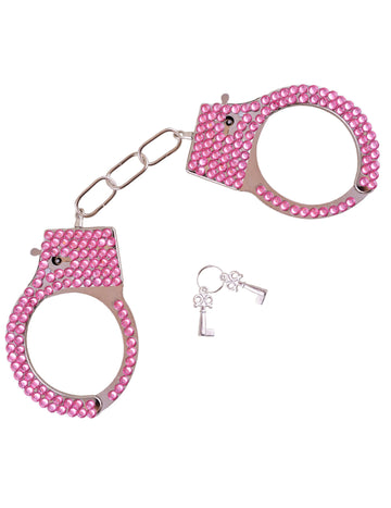 Policejní pouta s růžovými kamínky pro dospělé
