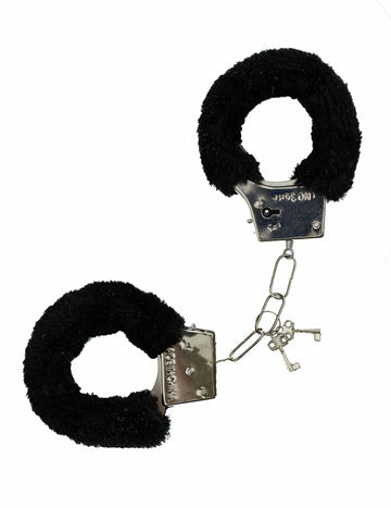 Mise en situation aux poignets des menottes en fourrure pour adulte