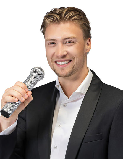 Mikrofon se stříbrnými kamínky 23 cm