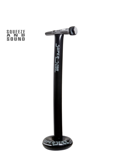 Micro sur pied gonflable superstar pour adulte noir et gris avec effet sonore