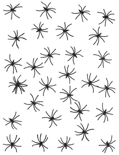 30 mini černých dekorativních plastových pavouků