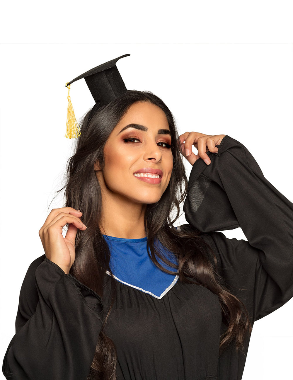 Mini chapeau de diplômé pour adulte noir avec pompon jaune