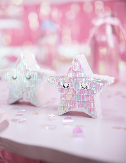 Mini duhová hvězda piñata 10.5 cm na ozdobu