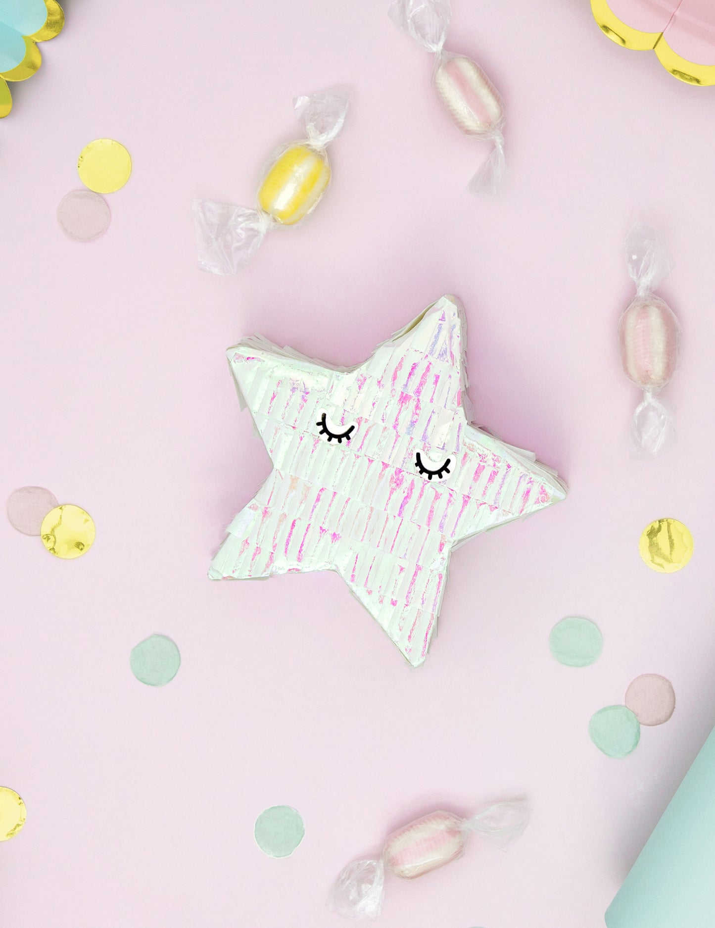 Mini duhová hvězda piñata 10.5 cm na ozdobu