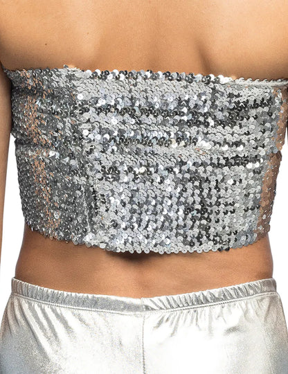 Vue de dos du mini top à sequins pour femme