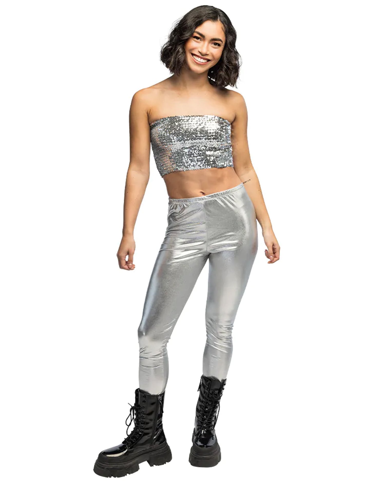 Mini top à sequins pour femme argenté