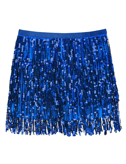 Dámská modrá flitrová mini sukně 