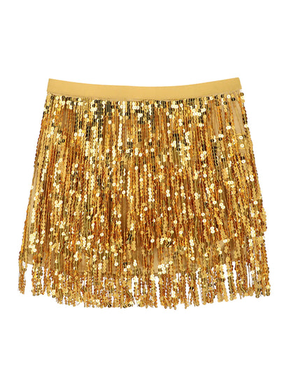 Dámská zlatá flitrová mini sukně 