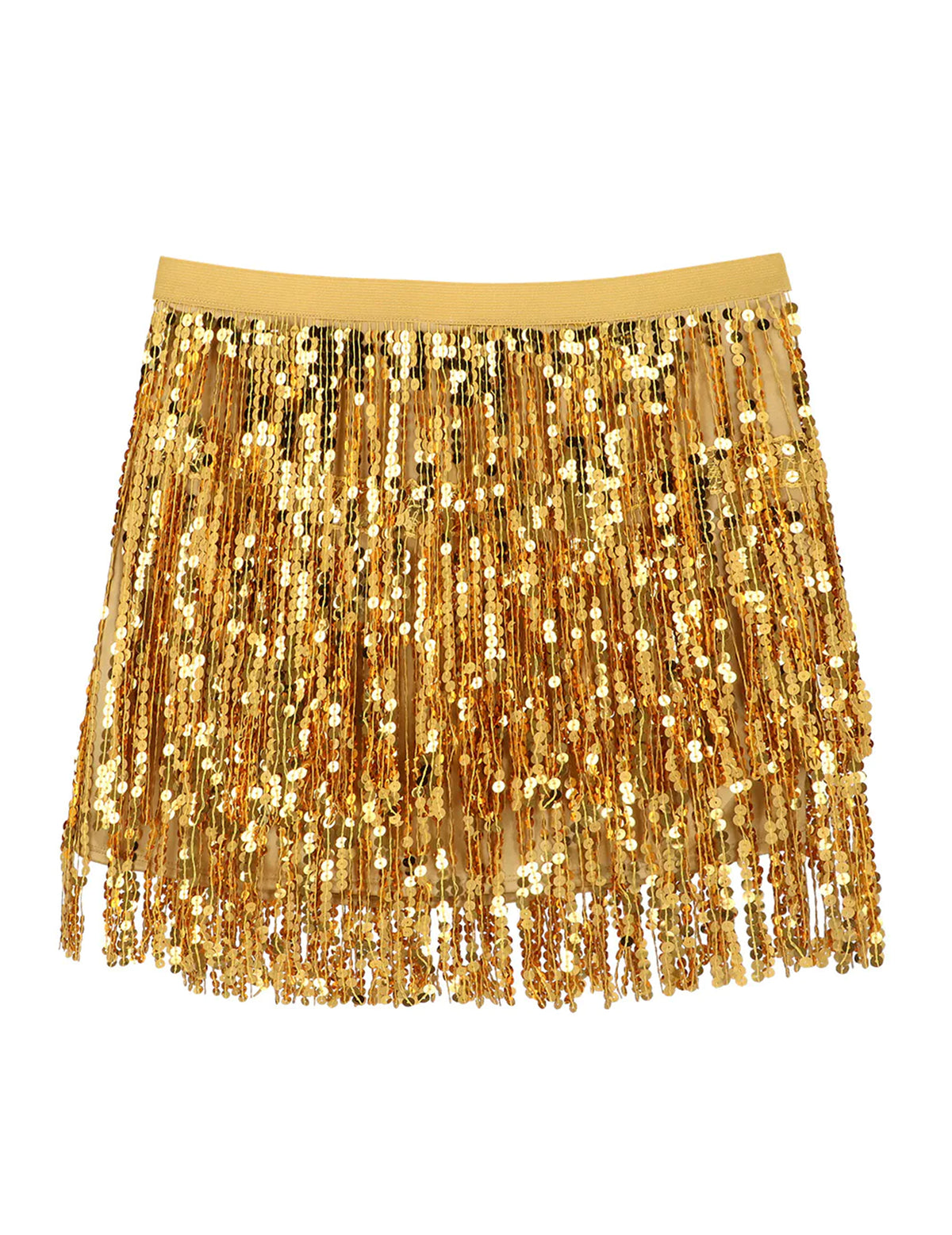 Vue de face de la minijupe à paillettes pour femme