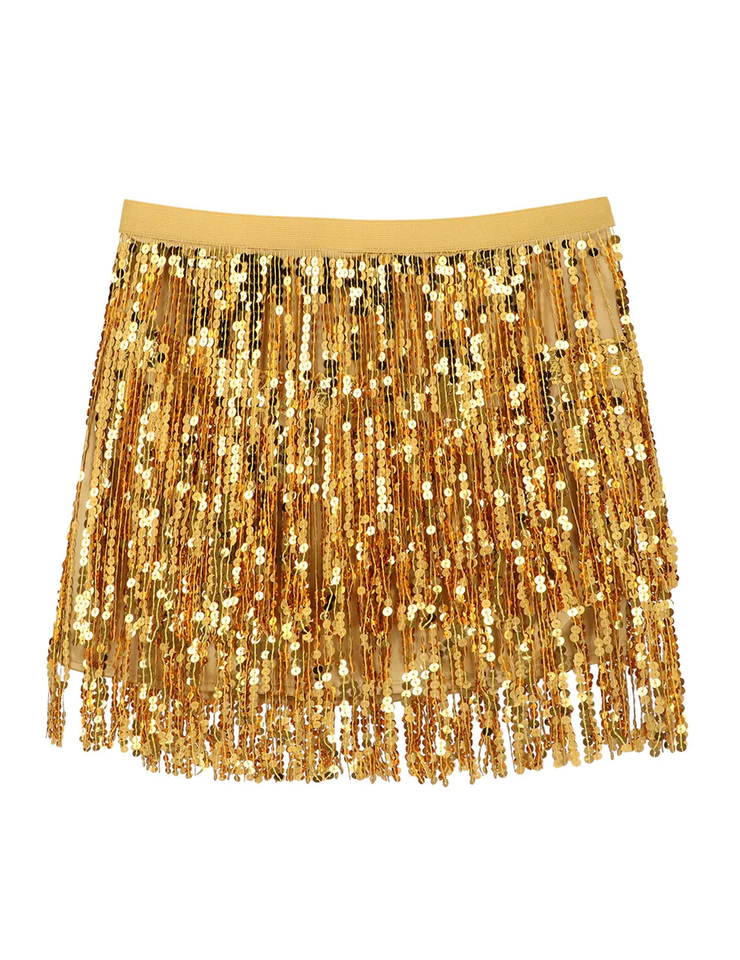 Vue de face de la minijupe à paillettes pour femme