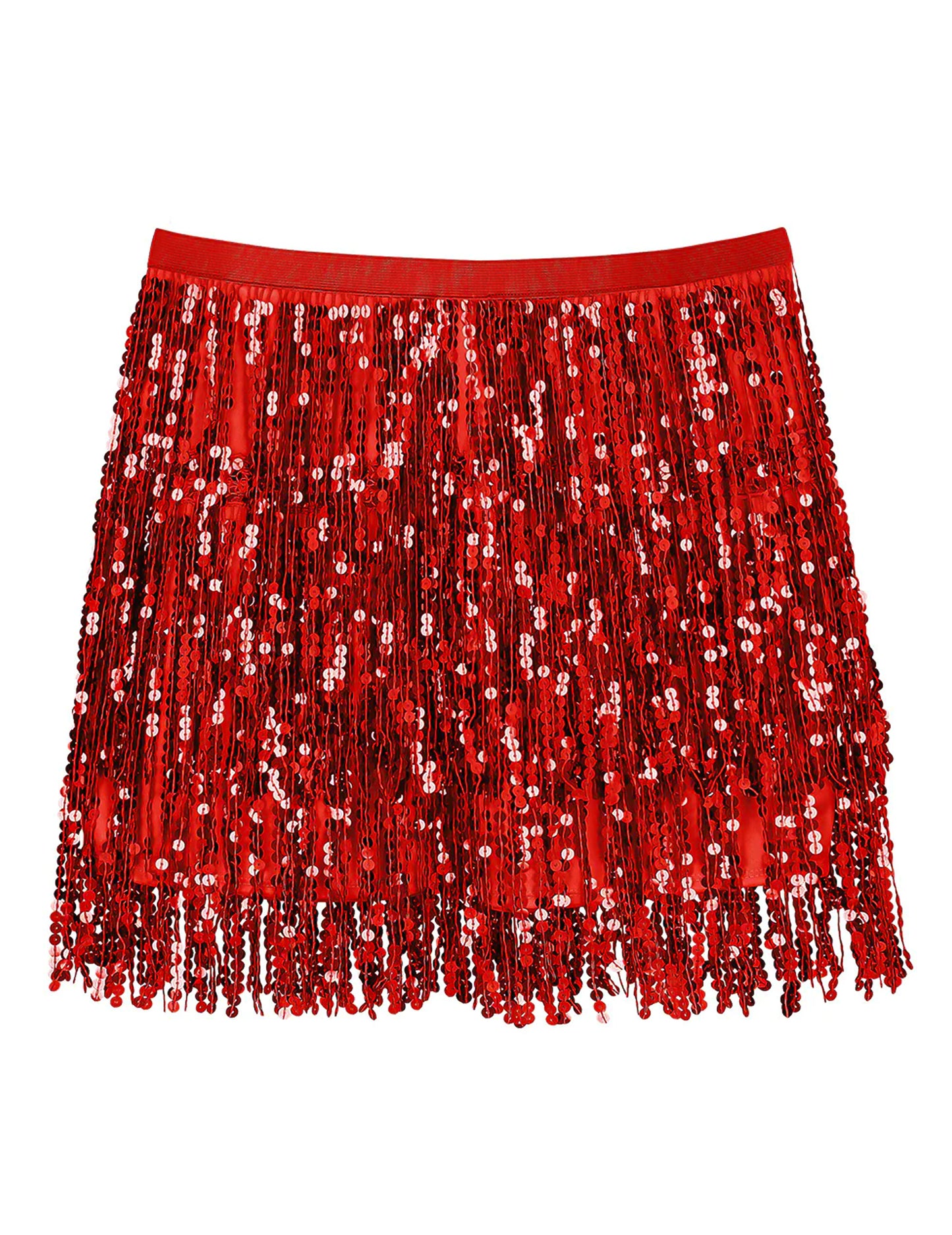 Dámská červená flitrová mini sukně 