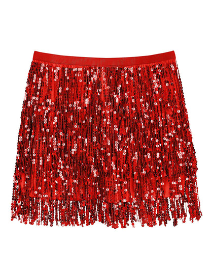 Dámská červená flitrová mini sukně 