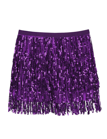 Fialová flitrová mini sukně pro ženy 