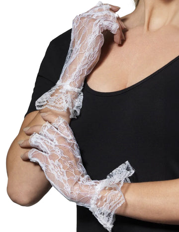 Bílé krajkové rukavice pro ženy