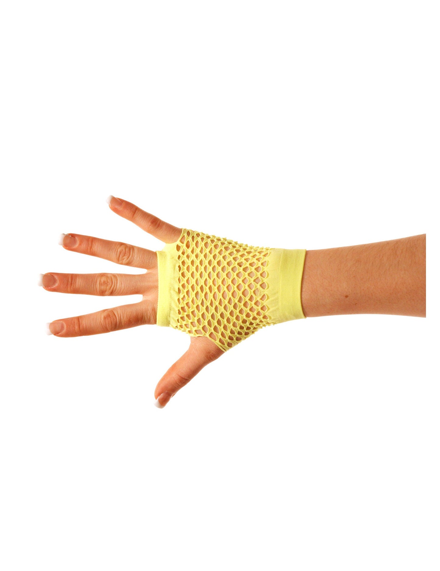 Mitaines courtes résille pour adulte jaune fluo