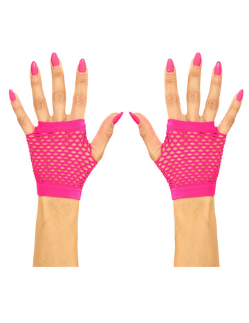 Krátké síťované palčáky pro dospělé růžové barvy