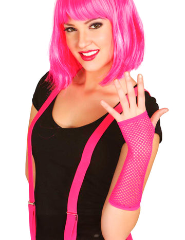 Růžové dlouhé síťované rukavice pro ženy