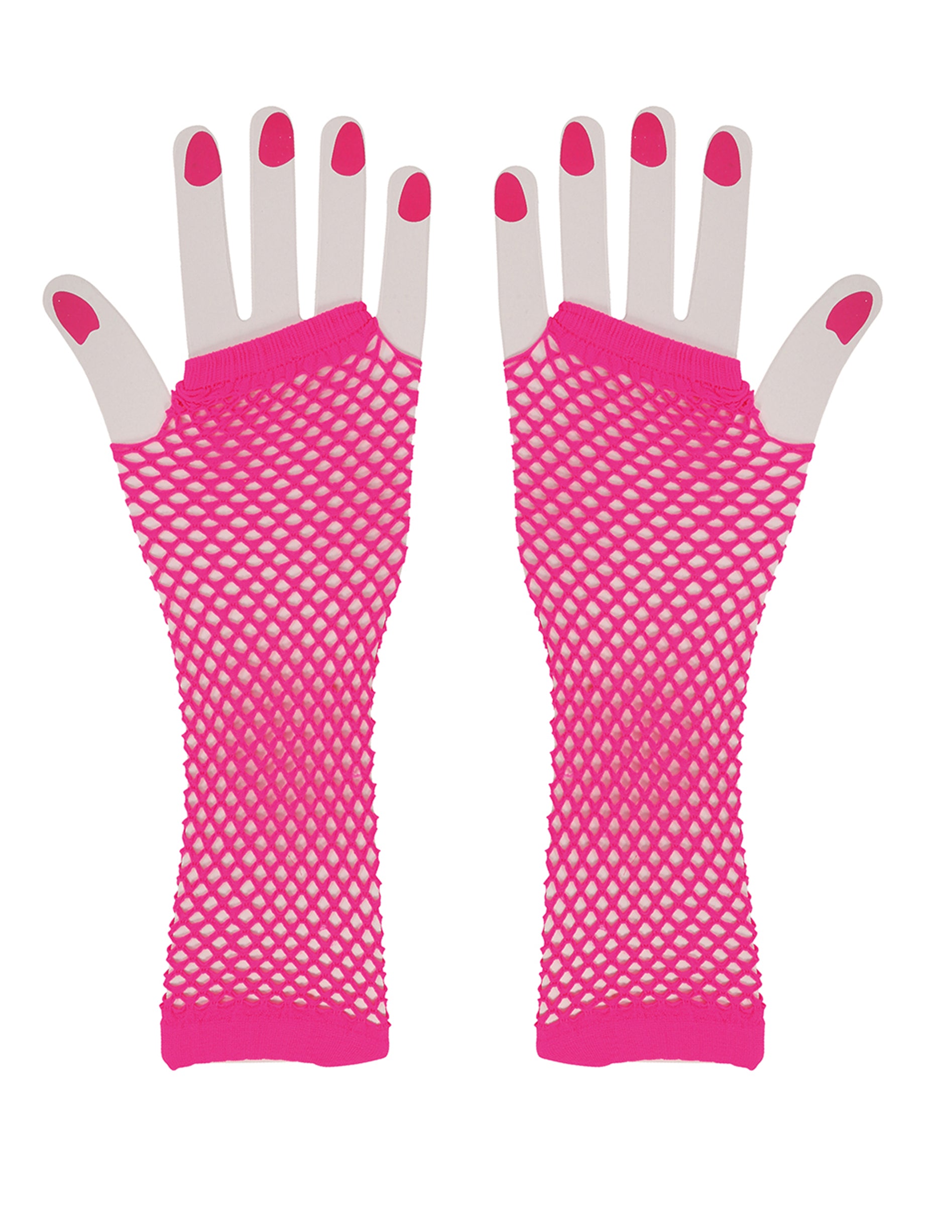 Vue de face de la paire de mitaines longues résille pour femme