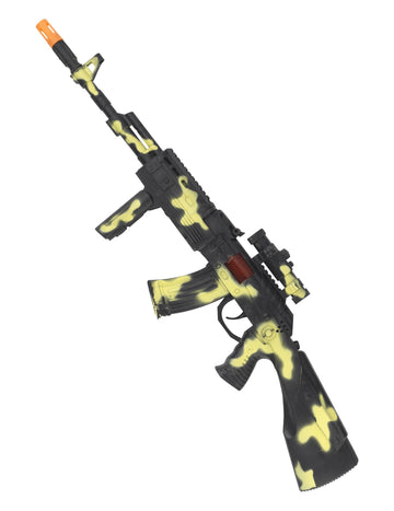 Mitraillette armée en plastique camouflage noir et jaune
