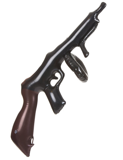 Mitraillette gonflable gangster pour adulte noir et marron