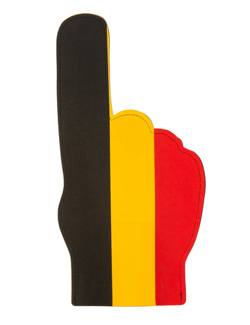 Main en mousse Belgique pour supporter noir jaune rouge
