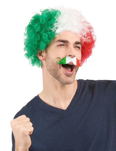 Moustache supporter Italie pour adulte verte blanche et rouge