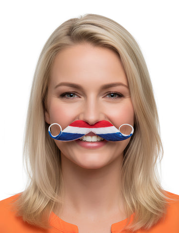 Fan Schnurrbart Niederlande für Erwachsene Rot Weiß Blau Fußball Accessoire