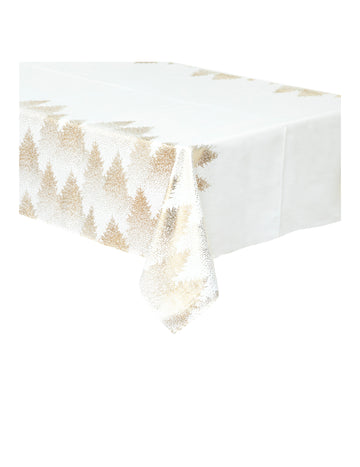 Bílo-zlatý ubrus z jedle 140 x 240 cm polyester