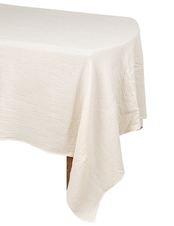 Krémový ubrus z bavlněné gázy 130 x 240 cm bohémský styl