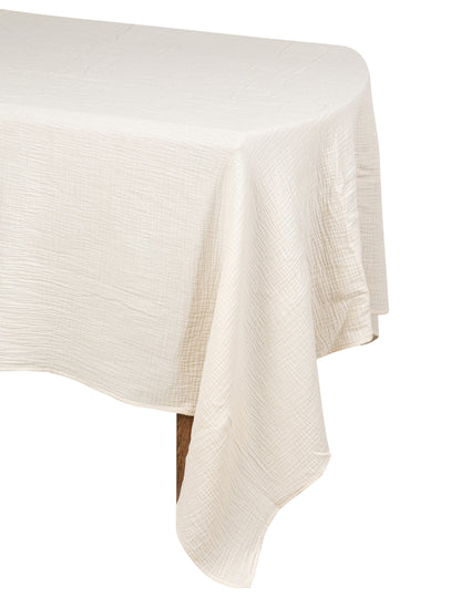 Krémový ubrus z bavlněné gázy 130 x 240 cm bohémský styl