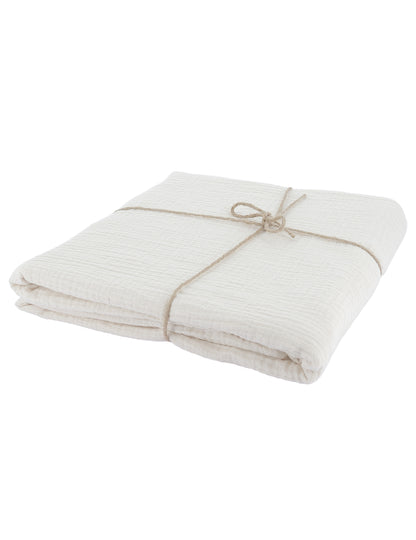 Krémový ubrus z bavlněné gázy 130 x 240 cm bohémský styl