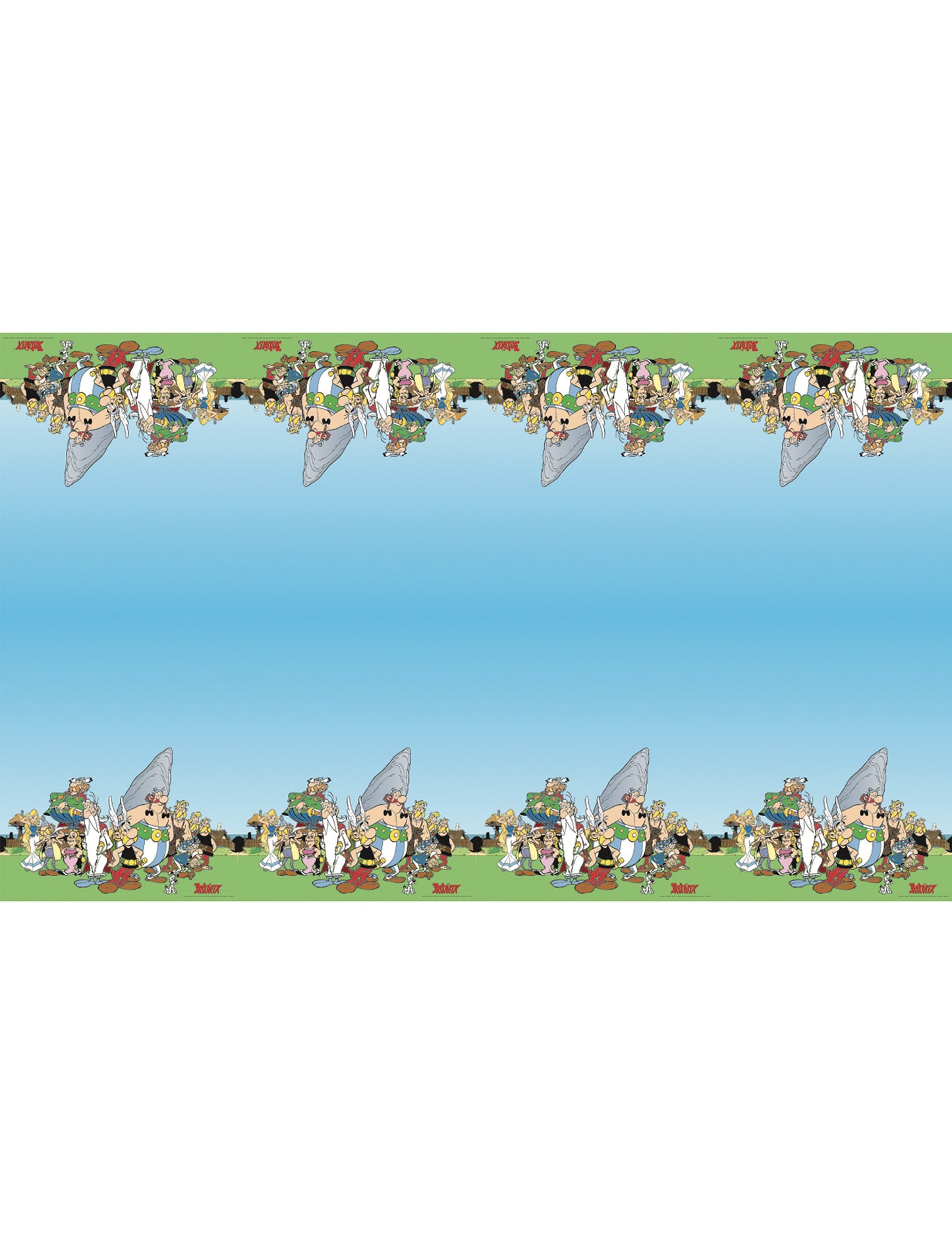 Nappe en papier Astérix pour fête bleu ciel avec personnages gaulois