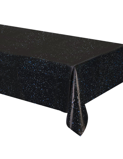 Plastová ubrus na oslavu narozenin ve vesmírném černém provedení s hvězdným vzorem