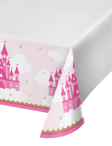 Plastový ubrus princezna zámek 122 x 223 cm růžové a zlaté