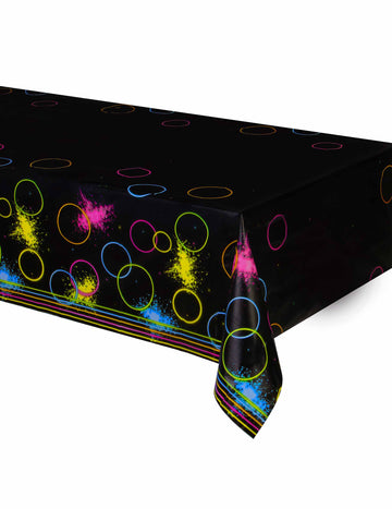 Ubrus z plastu Glow Party, černý, 137 x 259 cm