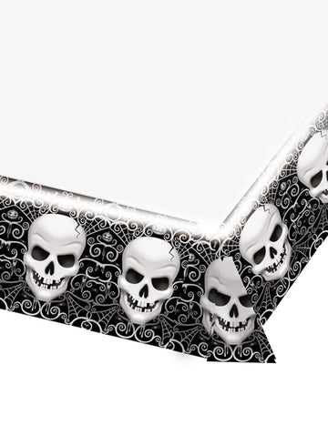 Plastový ubrus s lebkou Halloween 137 x 259 cm