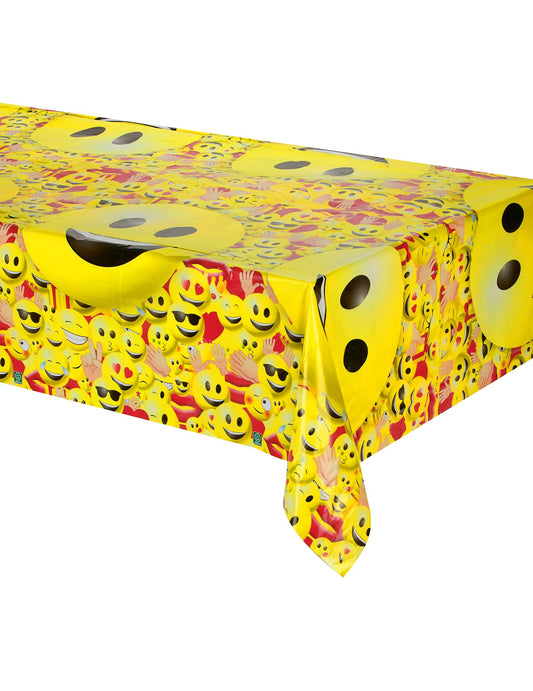 Nappe en plastique Imoji™ pour fête jaune à motifs émoticônes