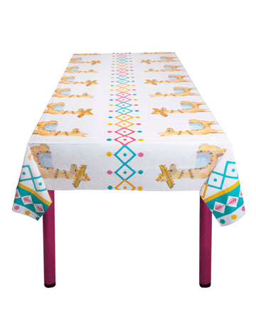 Plastový ubrus s motivem bílé lamy 130 x 180 cm