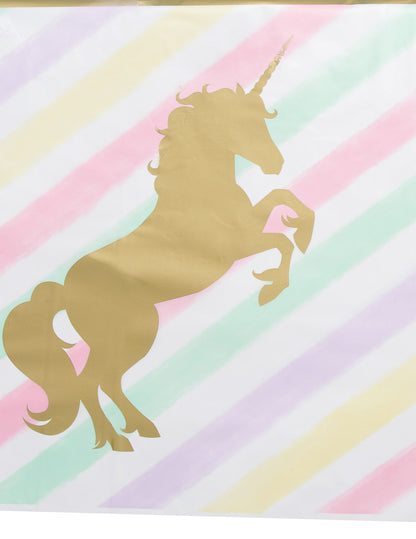 Plastový ubrus Unicorn 137 x 259 cm pastelové a zlaté hvězdy