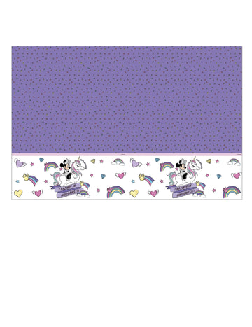 Nappe en plastique Minnie et la licorne pour enfant violette et blanche à motifs