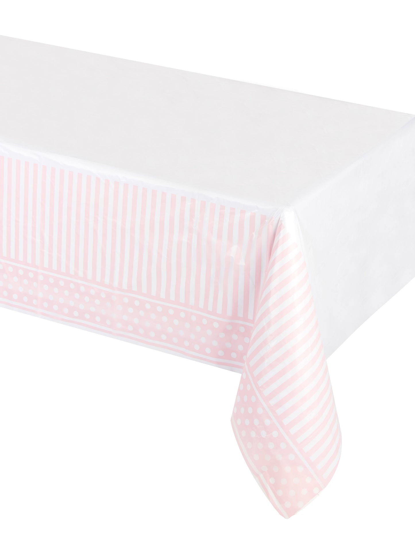Nappe en plastique rayé et à pois rose et blanc