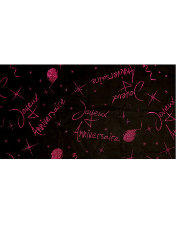 Dekorativní ubrus z organzy všechno nejlepší k narozeninám fuchsiový třpyt 145 x 250 cm