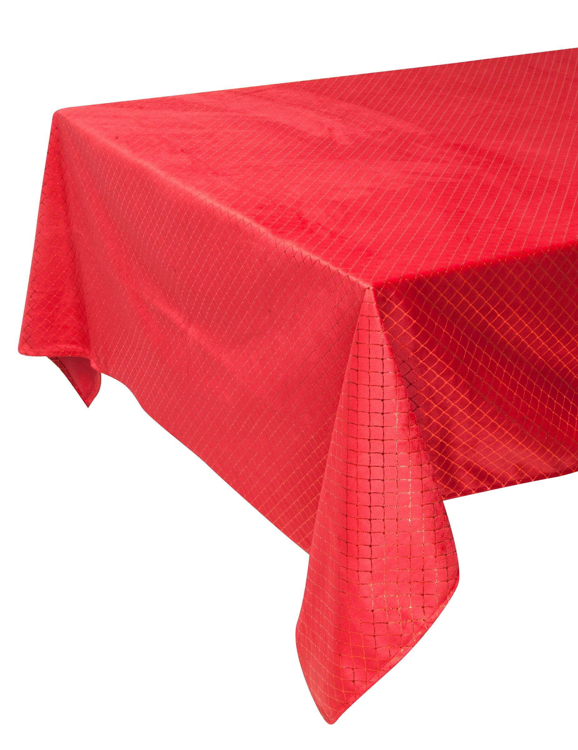 Nappe en velours épais Noël pour table rouge avec motifs métallisés