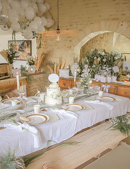 Bílý bavlněný gázový ubrus 130 x 240 cm šik a sladká