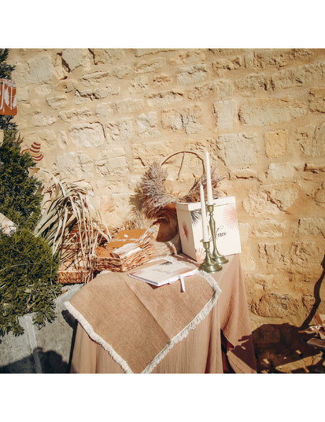 Bavlněný gázový ubrus šedohnědý 130 x 240 cm bohémský styl